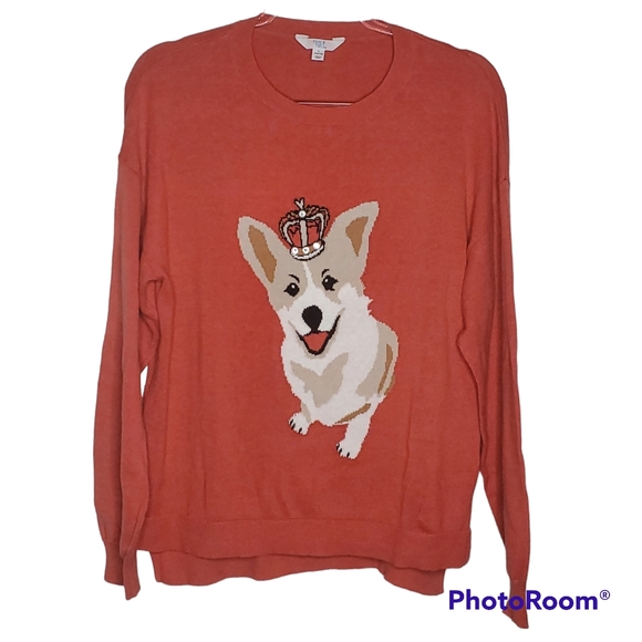 Time and Tru Sweaters - Queen Corgi Sweater sz Large Time and Tru Royal Family